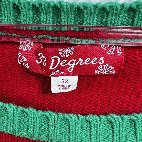 33 Degrees 3XL Merry Bright Ugly Christmas Sweater Cat Boots Embellished Holiday - Picture 12 of 13